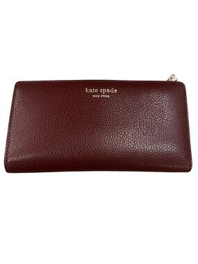 Kate Spade Madison Deep burgundy  Saffiano Leather Slim Bifold Snap Wallet